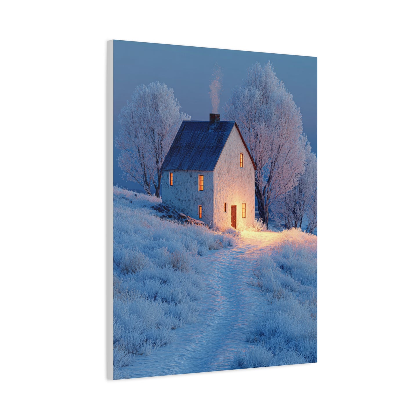 Winter Farmhouse Blue Hour Wall Art & Canvas Print