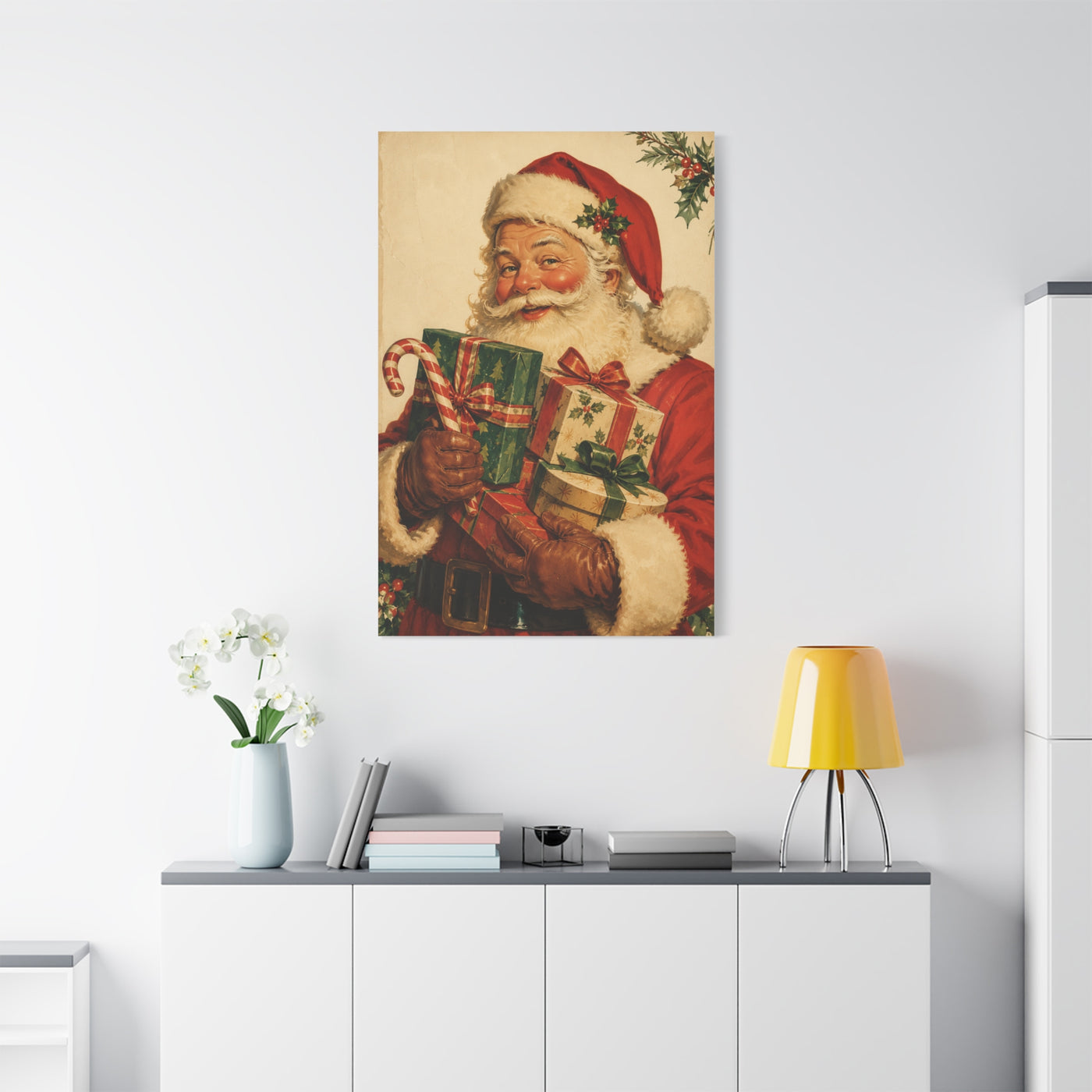 Vintage Americana Santa with Presents Wall Art & Canvas Print