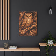 Hand-Carved Owl Family Wood Relief Wall Art & Canvas Print