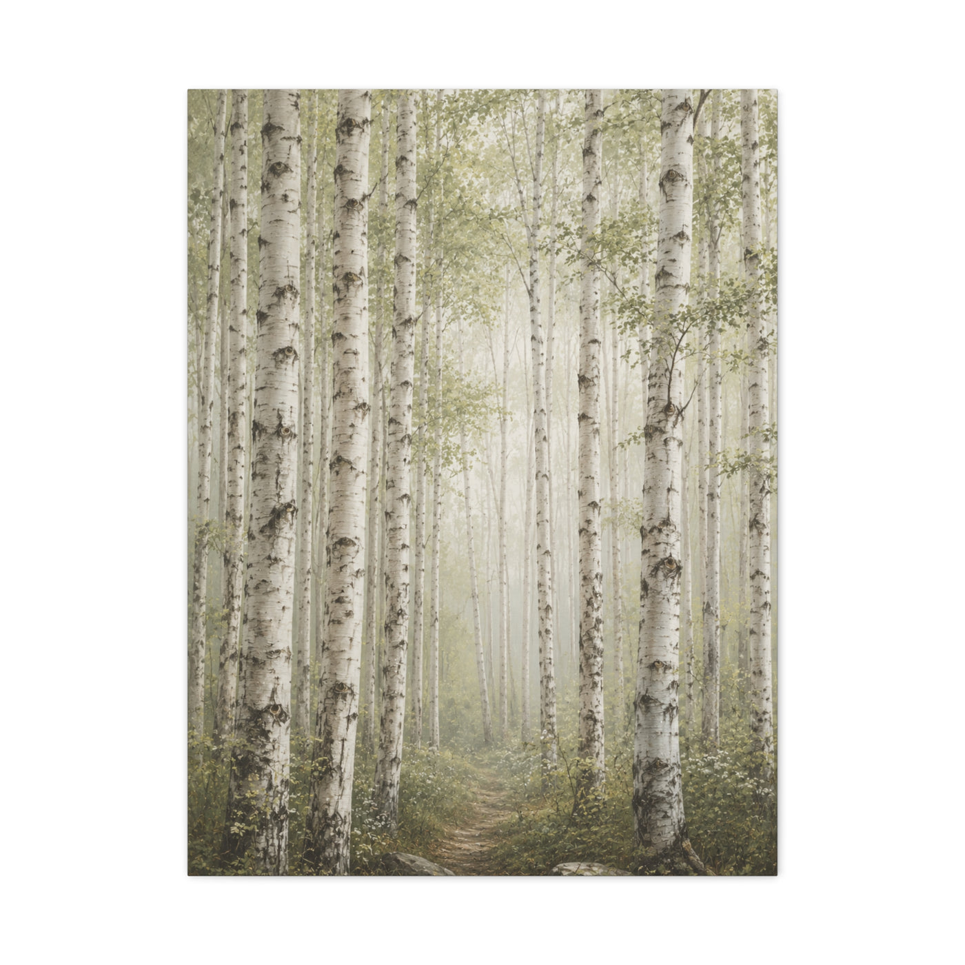 Light Birch Woodland Minimal Landscape Trees Wall Art & Canvas Print
