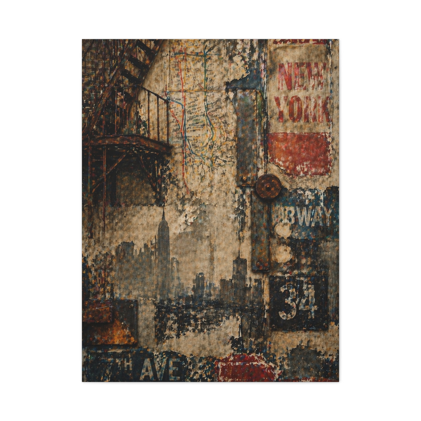 Urban Vintage Collage Skyline Wall Art & Canvas Print