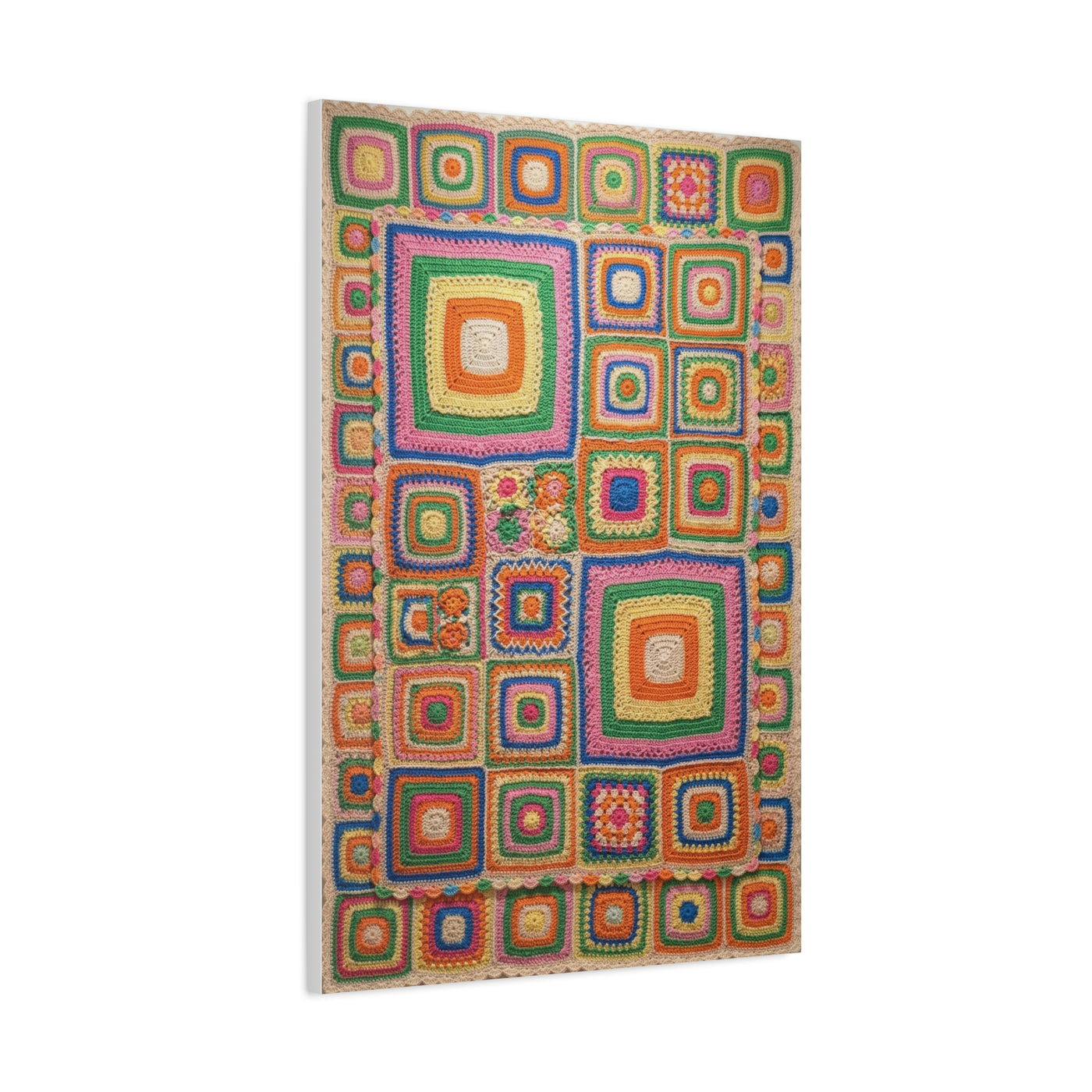 Joyful Granny-Square Patchwork Wall Art & Canvas Print