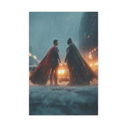 Batman vs Superman Rainy Gotham Clash Poster Wall Art & Canvas Print