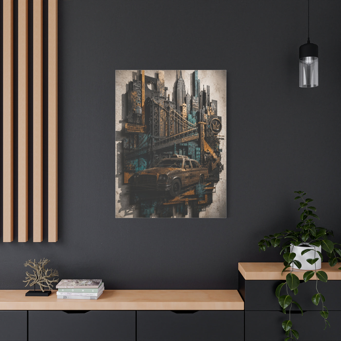 NYC Bridge Urban Collage Street Wall Art & Canvas Print