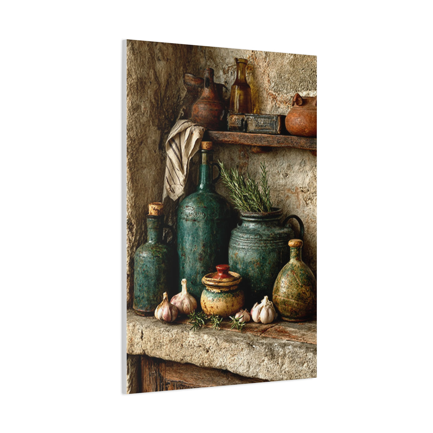 Rustic Ceramic Pantry Shelf Still Life Wall Art & Canvas Print