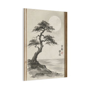 Framed Moonlit Pine Minimal Ink Scene Wall Art & Canvas Print