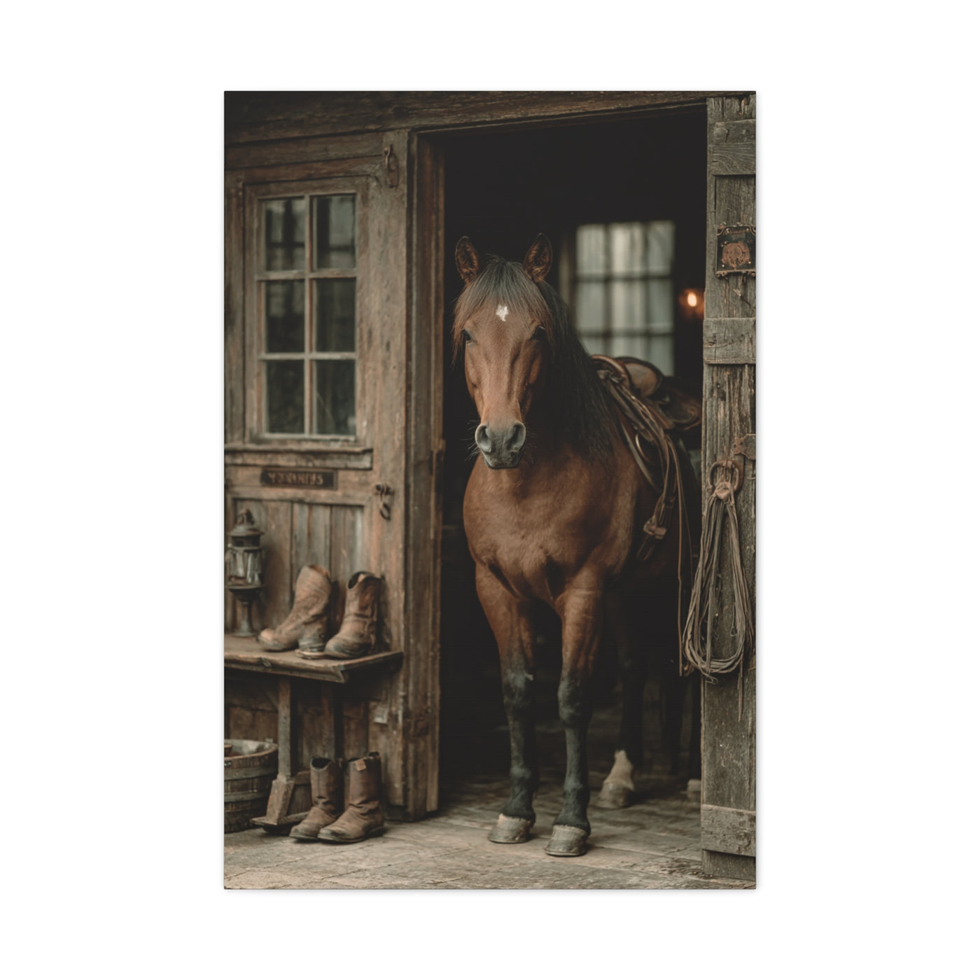 Rustic Stable Horse Portrait Wall Art & Canvas Print