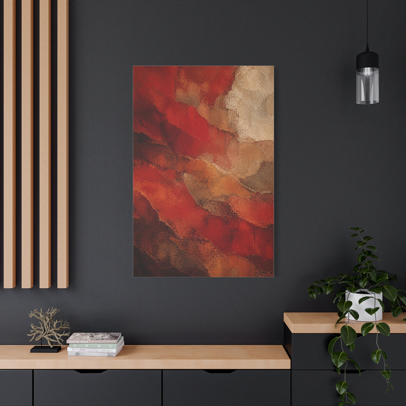 Earthy Layered Red Terrain Abstraction Wall Art & Canvas Print