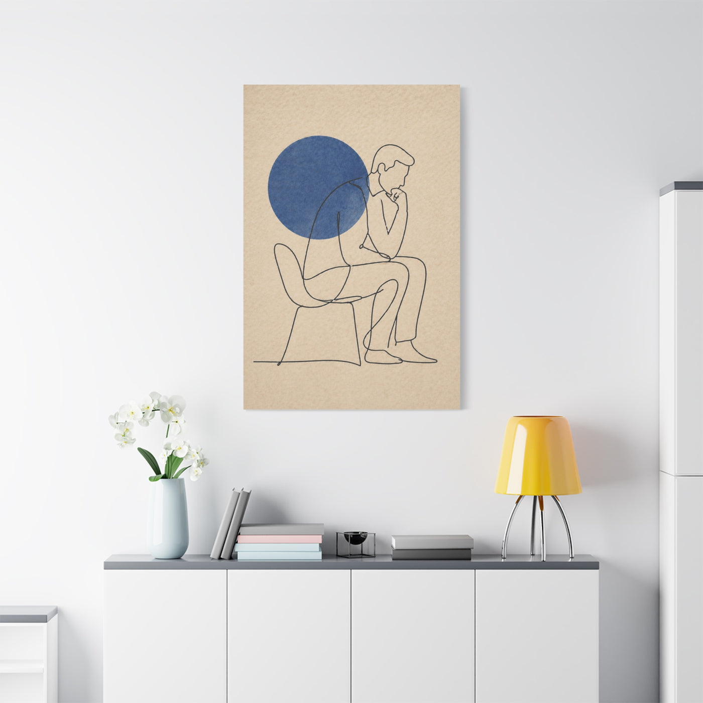 Modern Thinker Line Study Wall Art & Canvas Print
