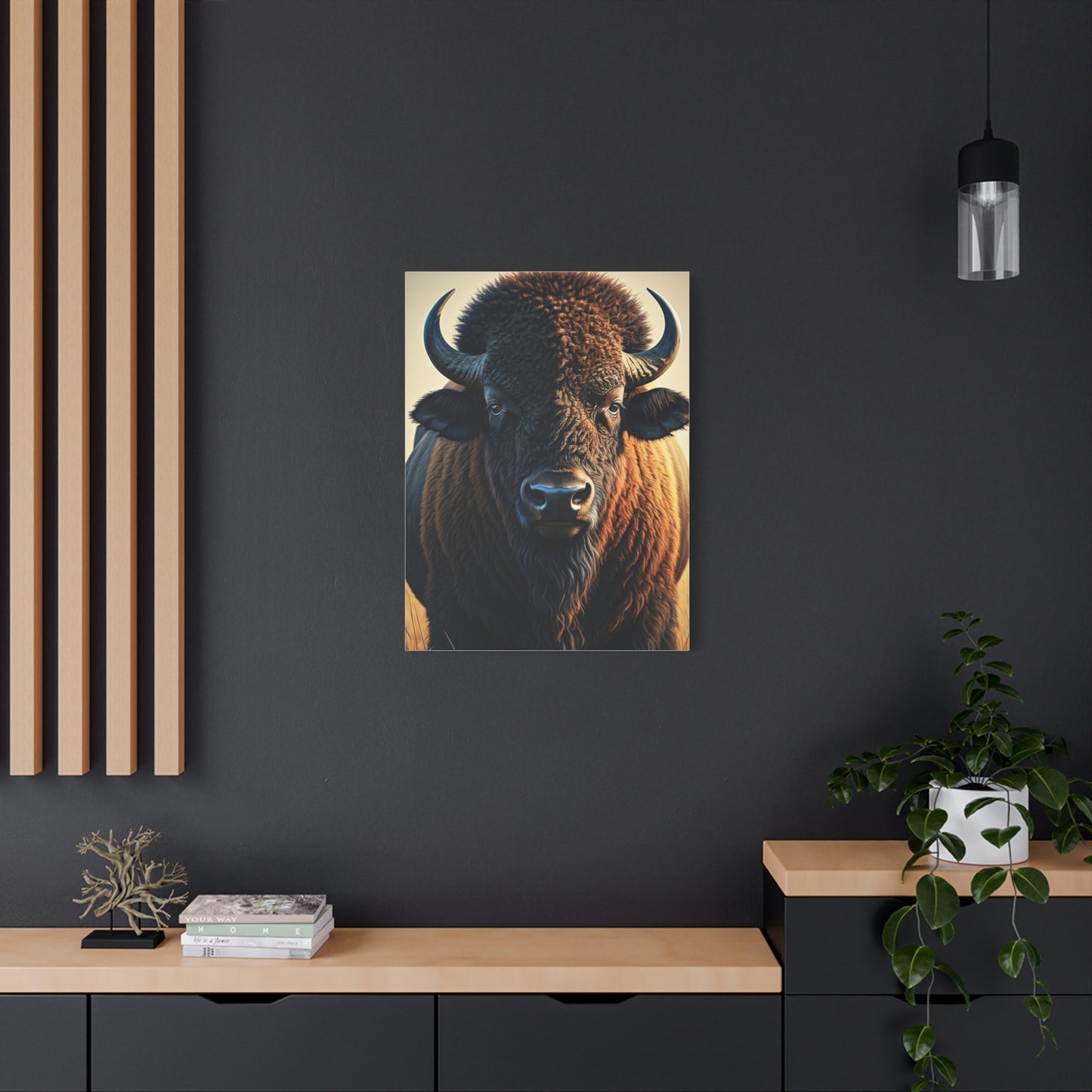 Golden Light American Bison Portrait Wall Art & Canvas Print