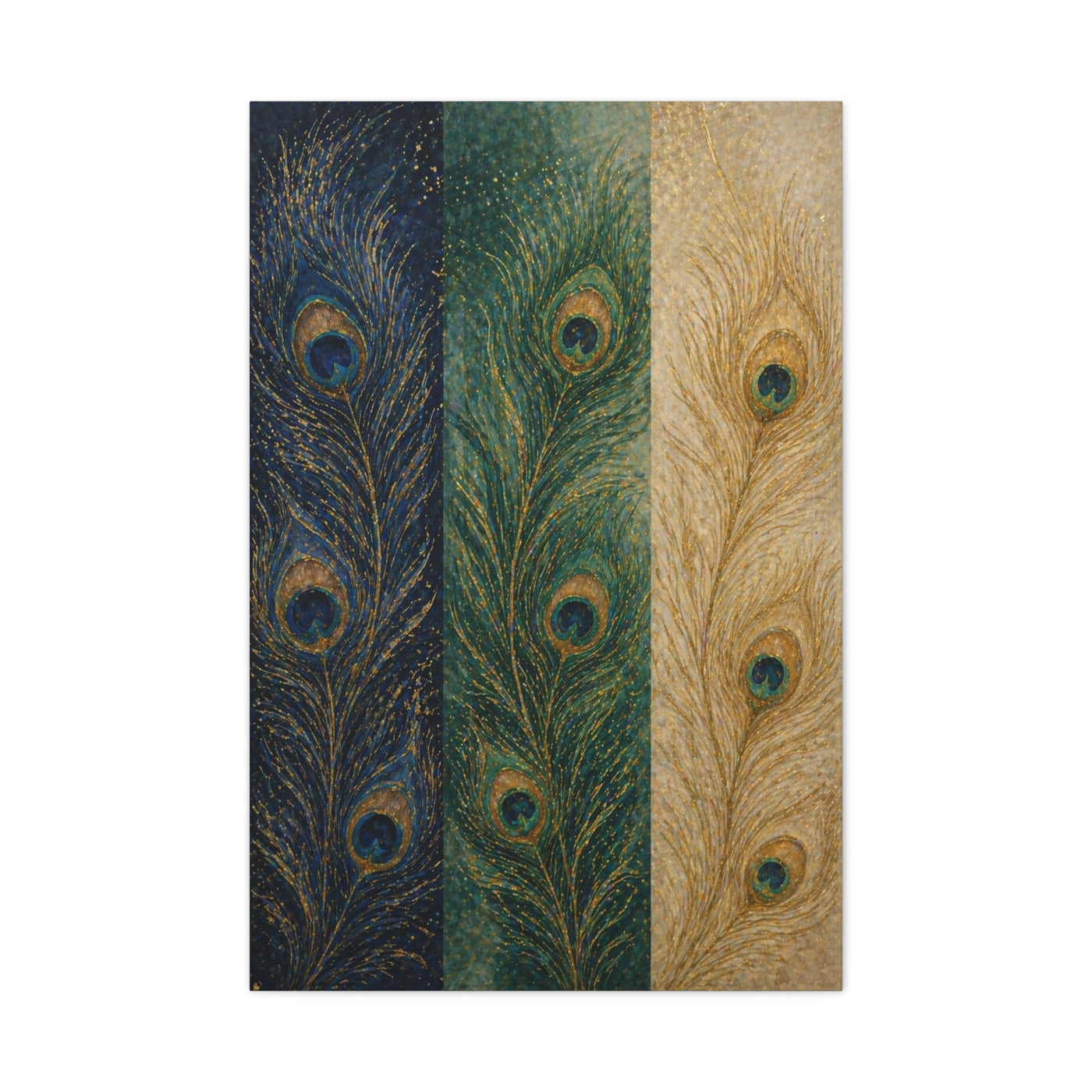 Peacock Feather Triptych Harmony Wall Art & Canvas Print