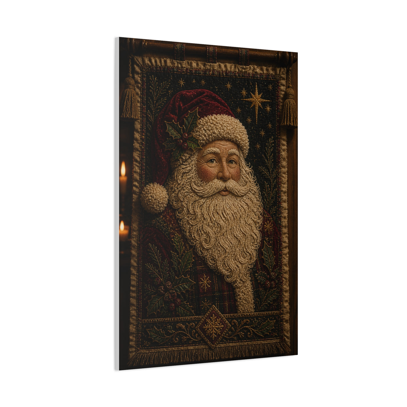Handcrafted Textile Santa Tapestry Wall Art & Canvas Print