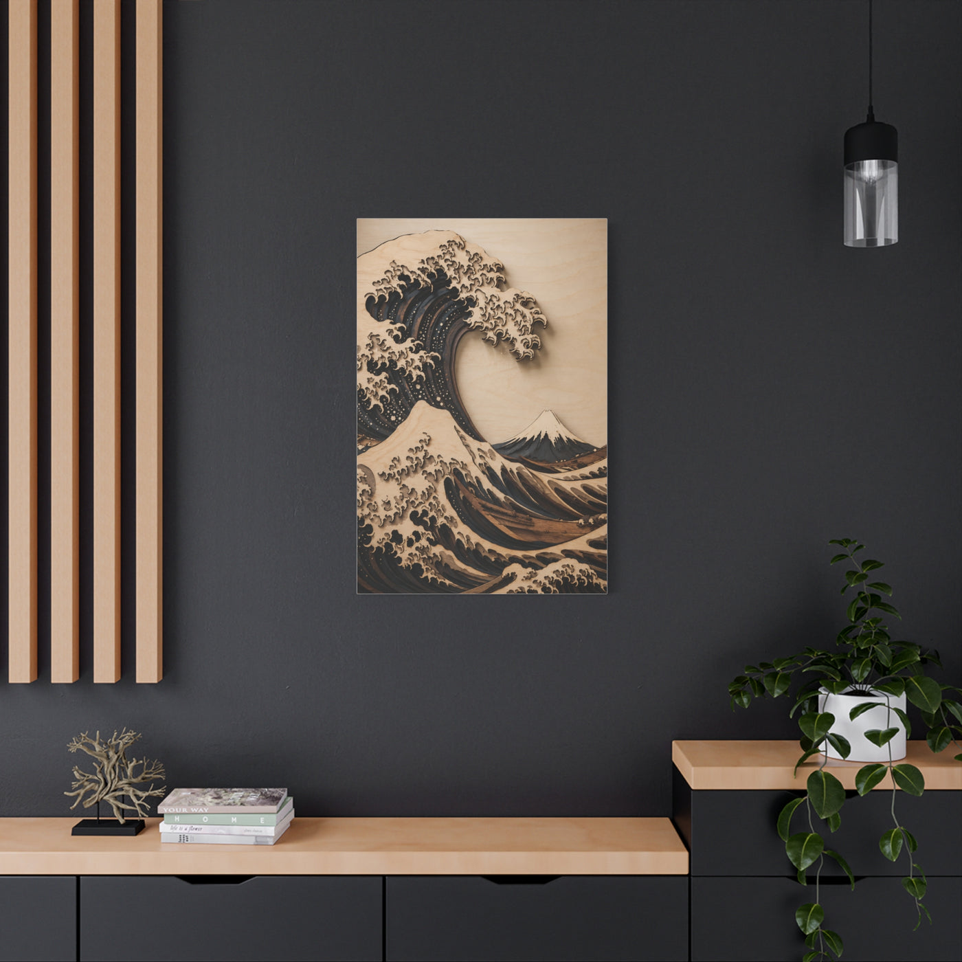 Layered Wood Great Wave Relief Wall Art & Canvas Print