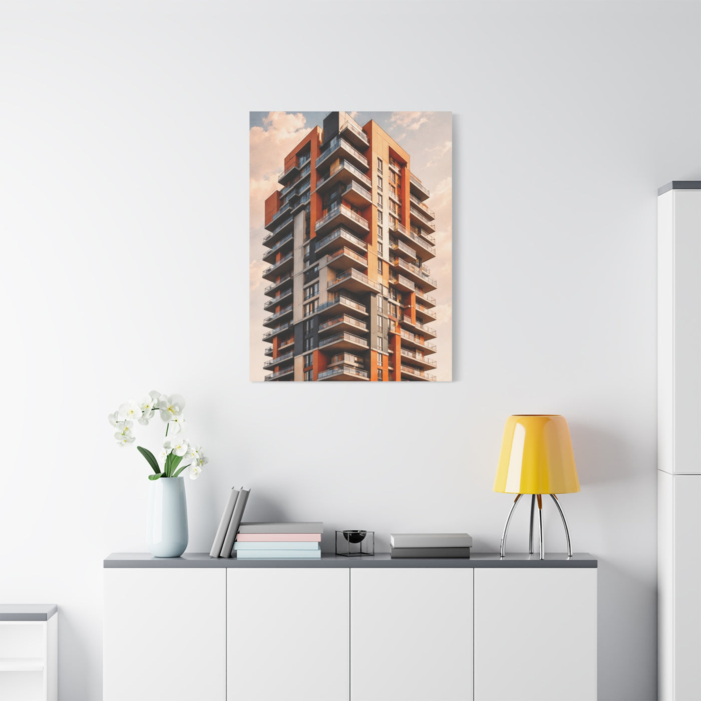 Modern Orange Architectural Tower Wall Art & Canvas Print