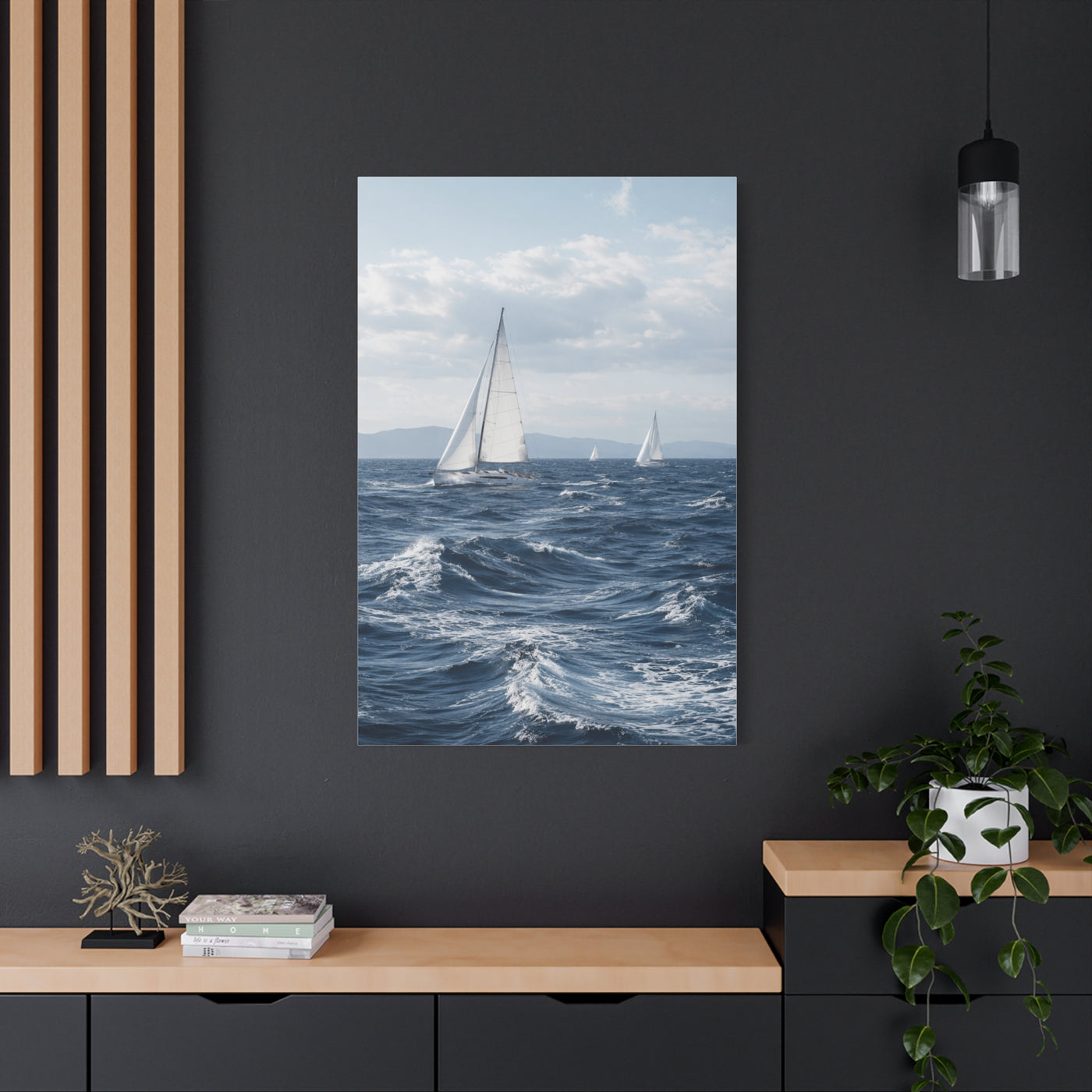 Sailing Horizon Coastal Elegance Scene Wall Art & Canvas Print