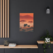 Mother and Calf Savanna Sunrise Wall Art & Canvas Print