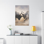 Bulls Clashing Horns Dramatic Wildlife Wall Art & Canvas Print