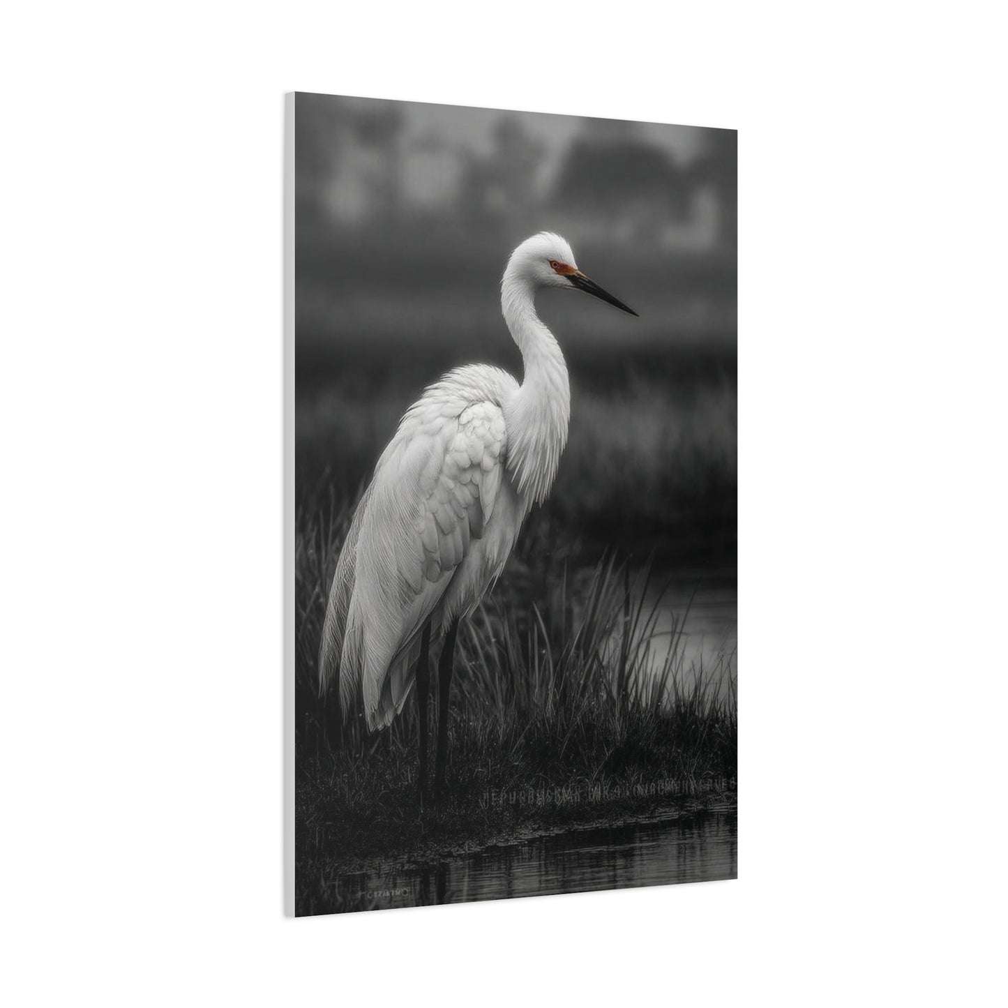 Light Grey Crane Mist Portrait Wall Art & Canvas Print