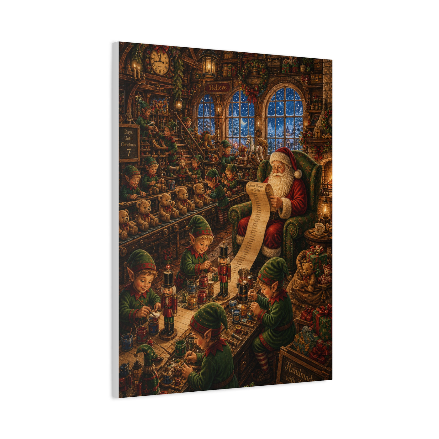 Cozy Traditional Santa Workshop Wall Art & Canvas Print
