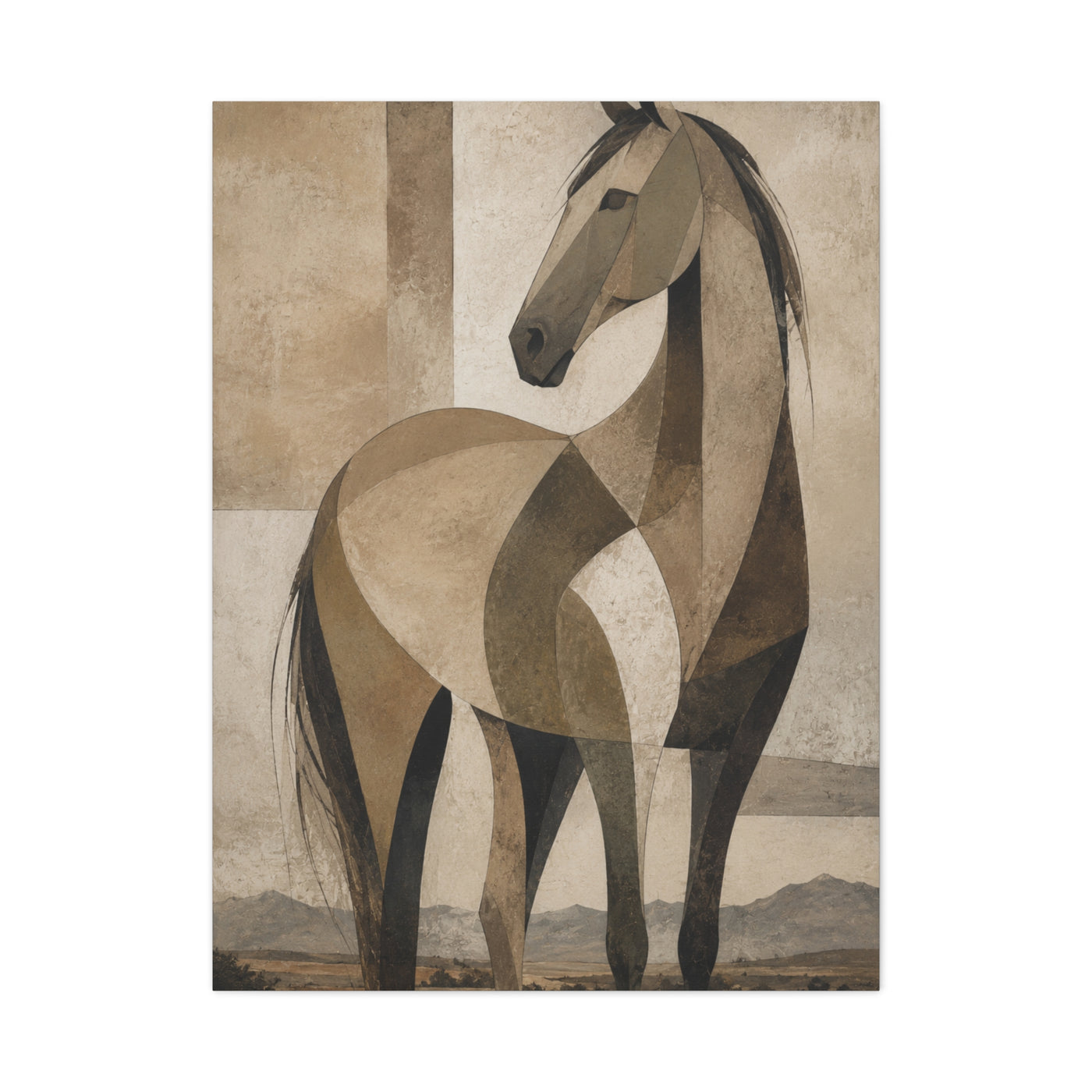 Geometric Horse Modern Ranch Study Wall Art & Canvas Print