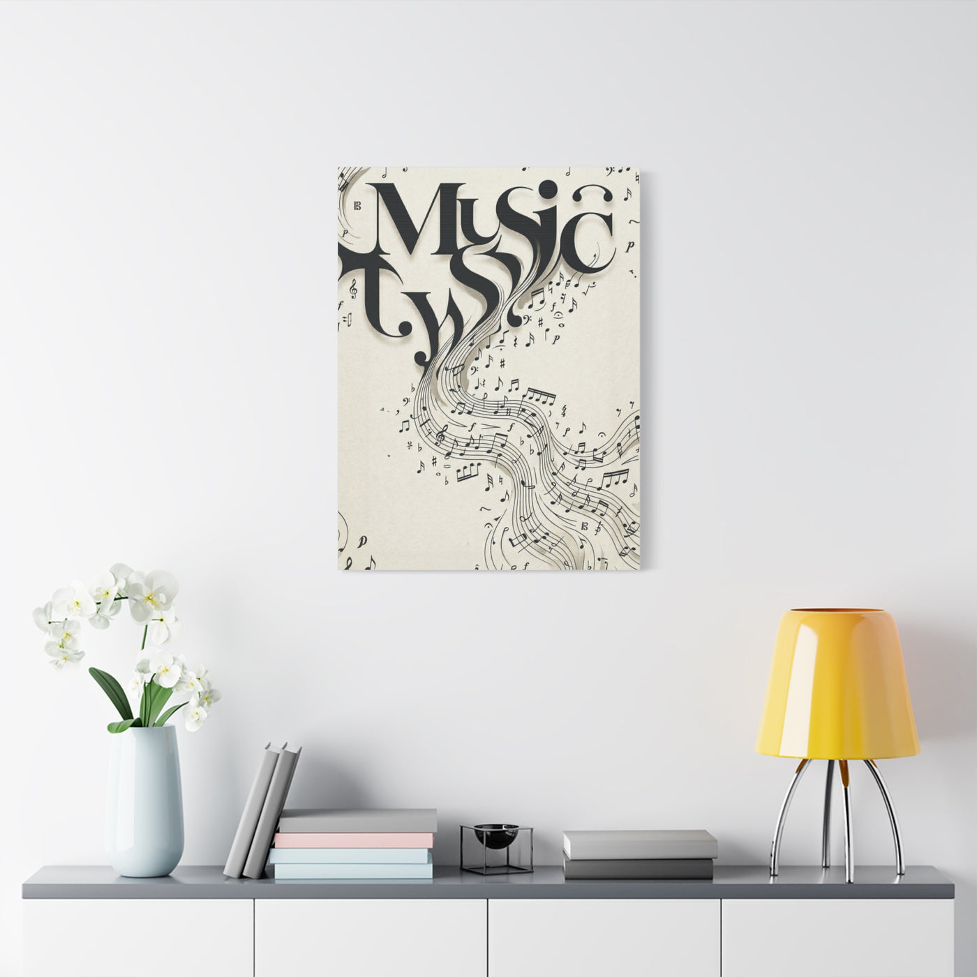 Flowing Typography Music Composition Wall Art & Canvas Print