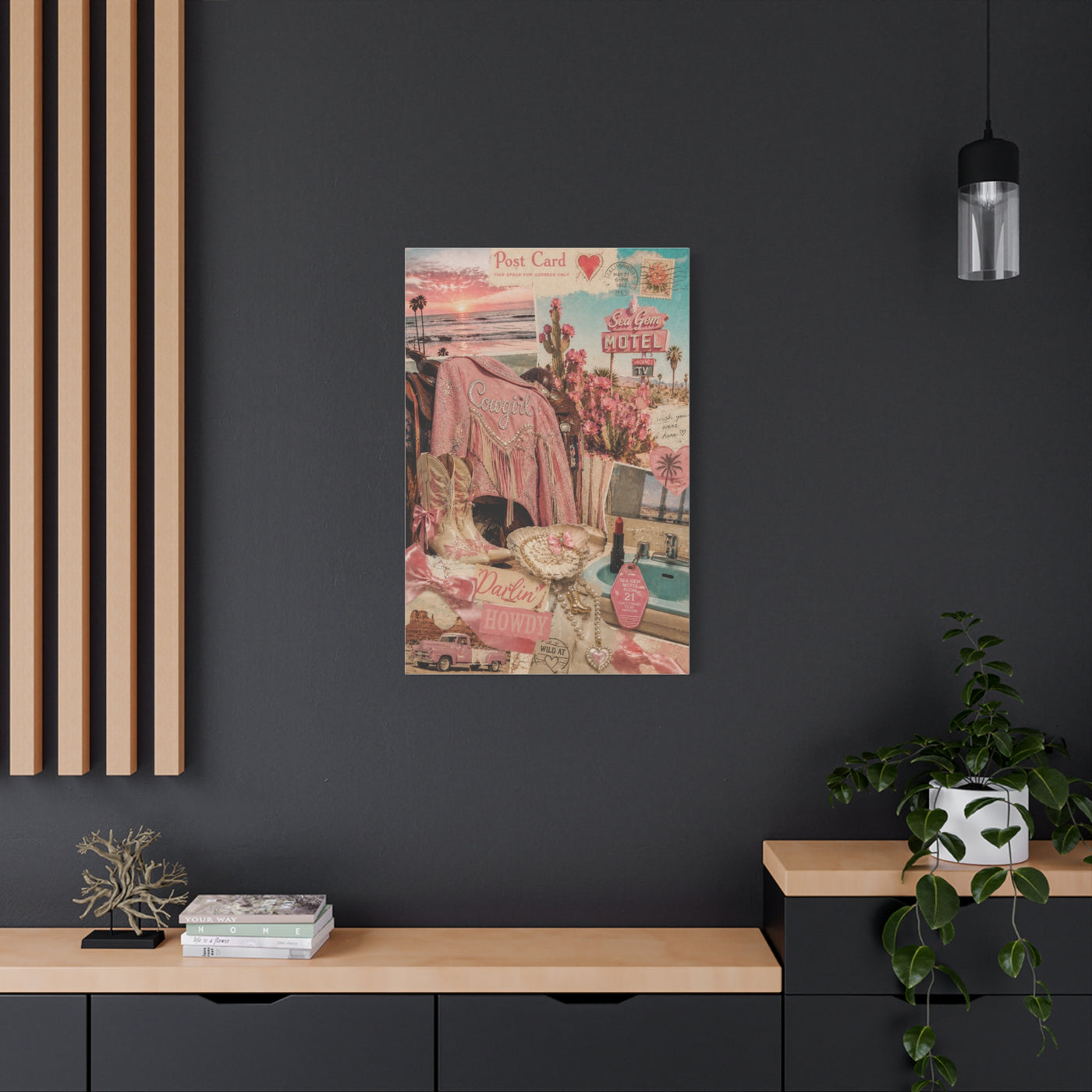 Coquette Cowgirl Desert Postcard Collage Wall Art & Canvas Print