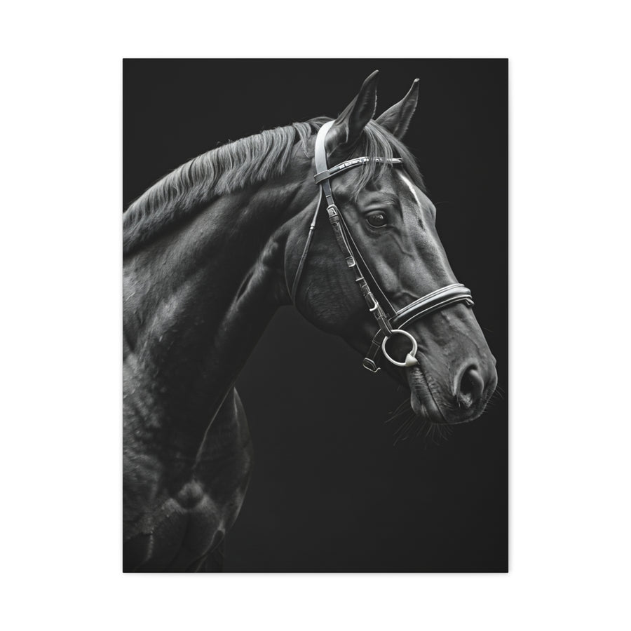 Elegant Black Stallion Profile Wall Art & Canvas Prints