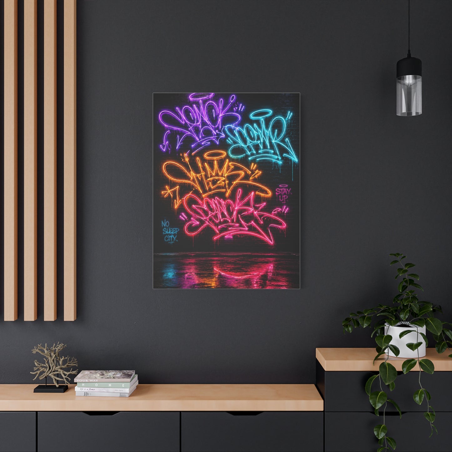 Neon Graffiti Tags Urban Glow Street Wall Art & Canvas Print