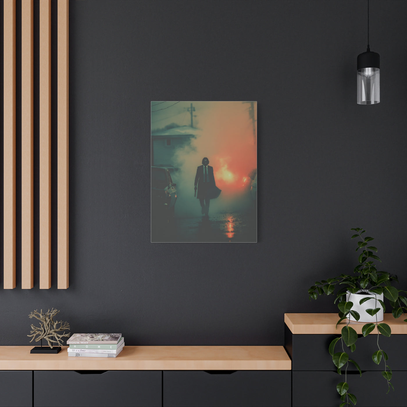 John Wick Foggy Street Walk Movie Poster Wall Art & Canvas Print