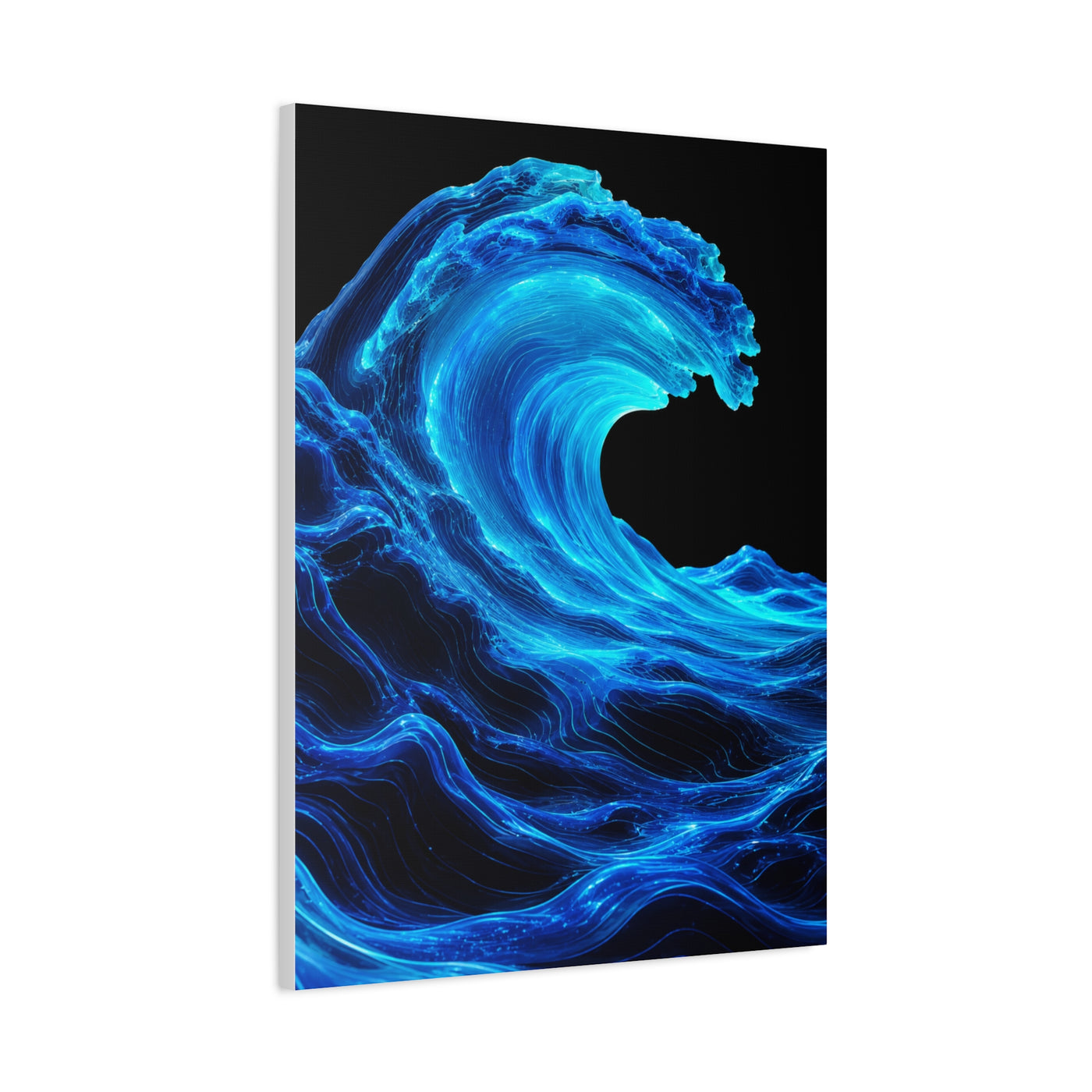 Luminous Neon Blue Wave Energy Wall Art & Canvas Print
