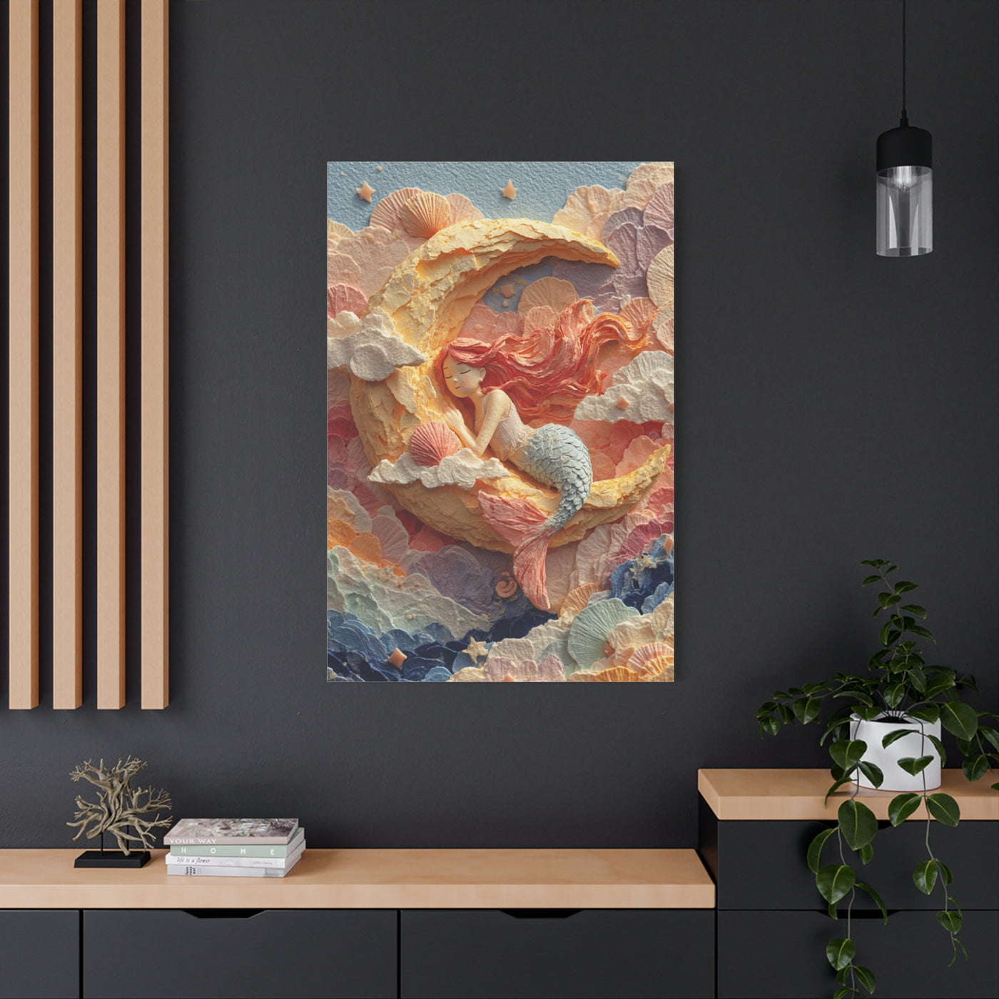 Dreamy Crescent Moon Mermaid Wall Art & Canvas Print
