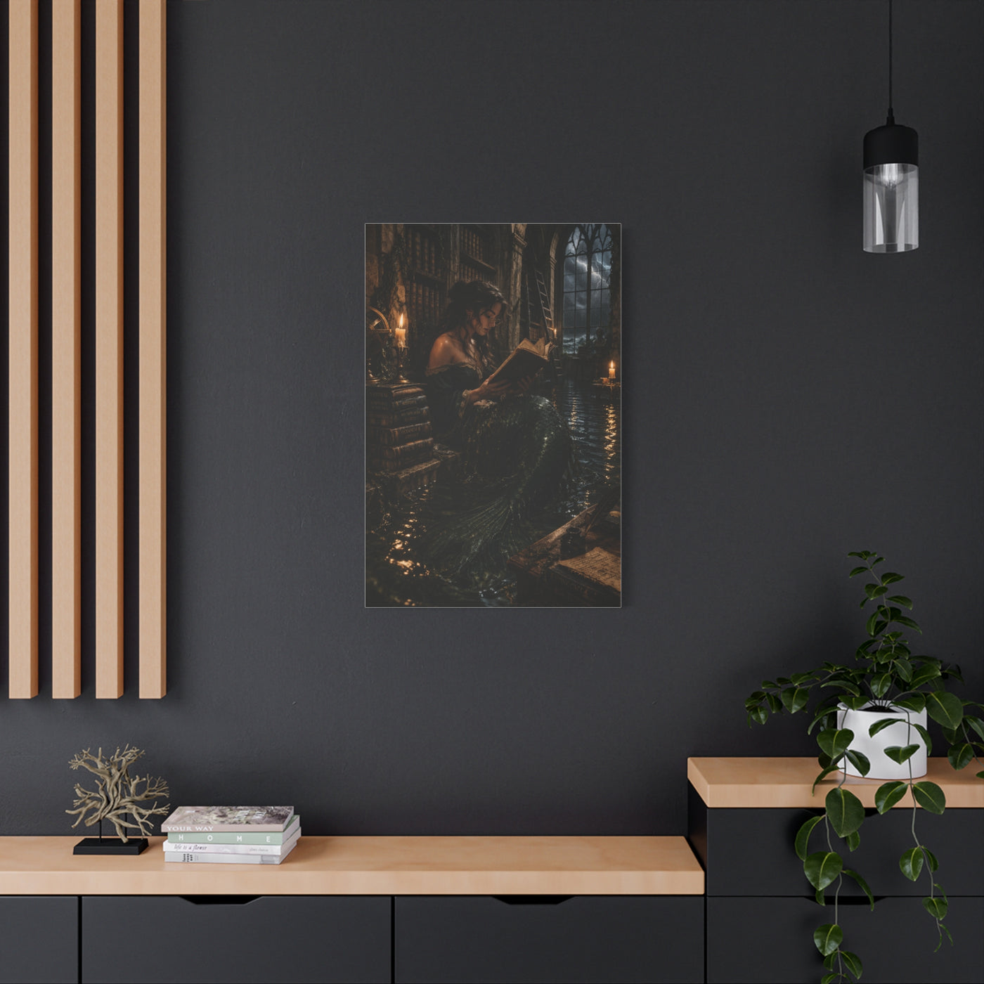 Dark Academia Mermaid Library Wall Art & Canvas Print