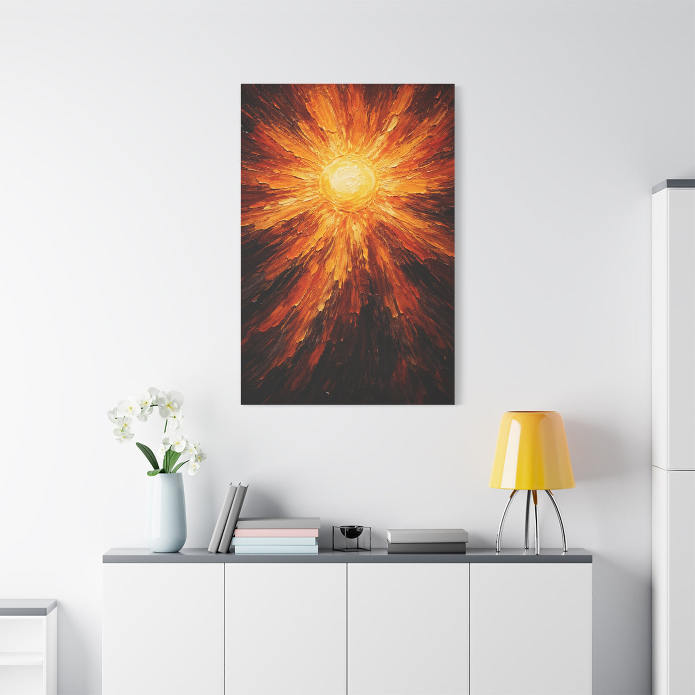 Radiant Solar Burst Impasto Wall Art & Canvas Print