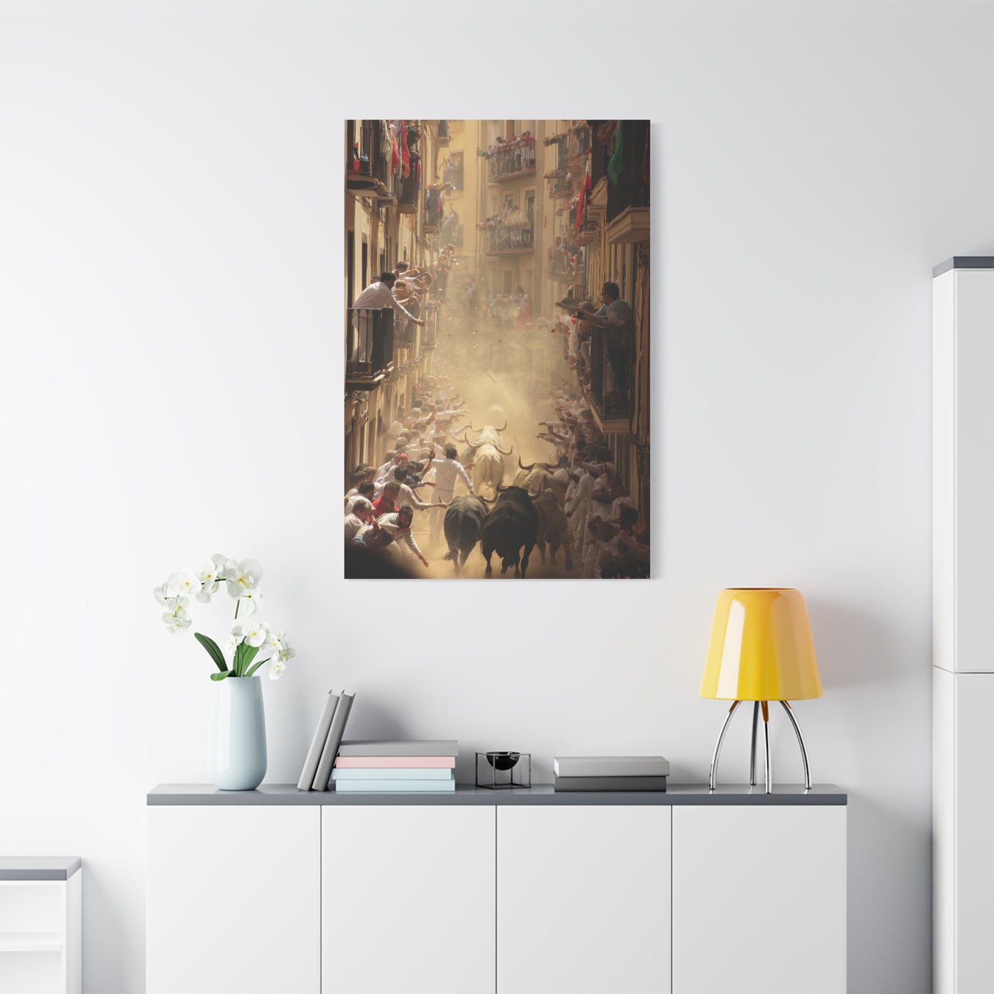 Running of the Bulls Festival Charge Wall Art & Canvas Print