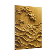 Golden Sculptural Wave Relief Wall Art & Canvas Print