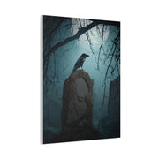 Raven on Ancient Gravestone Wall Art & Canvas Print